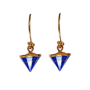 NEW - Chic 18k Gold Vermeil & Lapis Lazuli Spike Drop Dangle Earrings